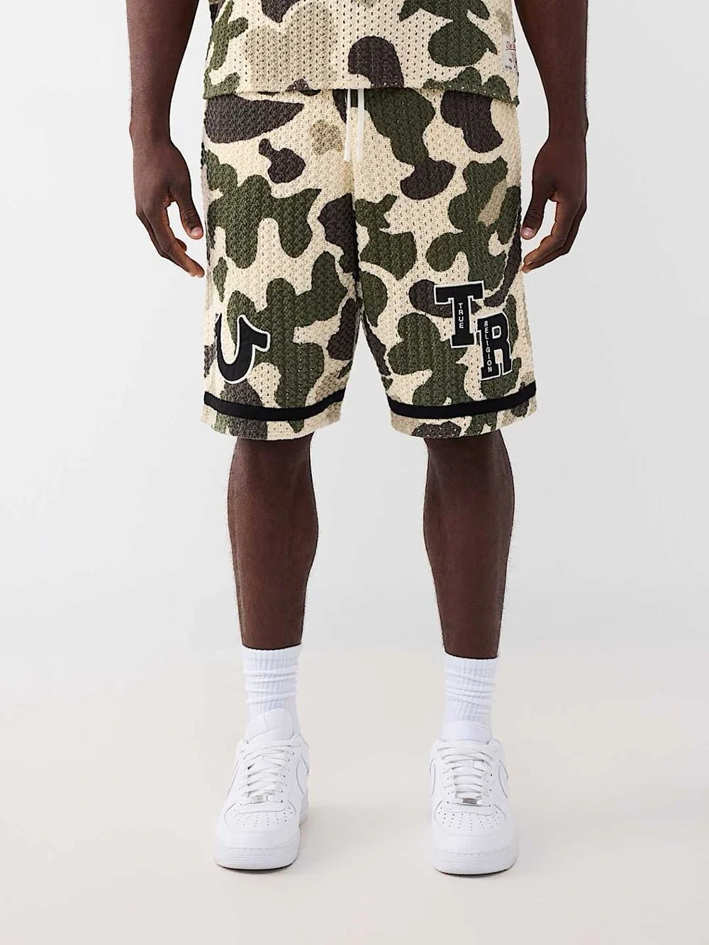 True Religion Open Knit Crochet Camo Short